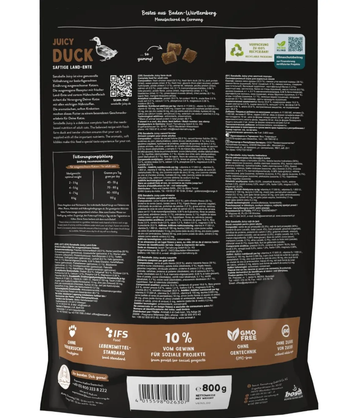 Sanabelle® Trockenfutter für Katzen Adult, Juicy Land-Ente
