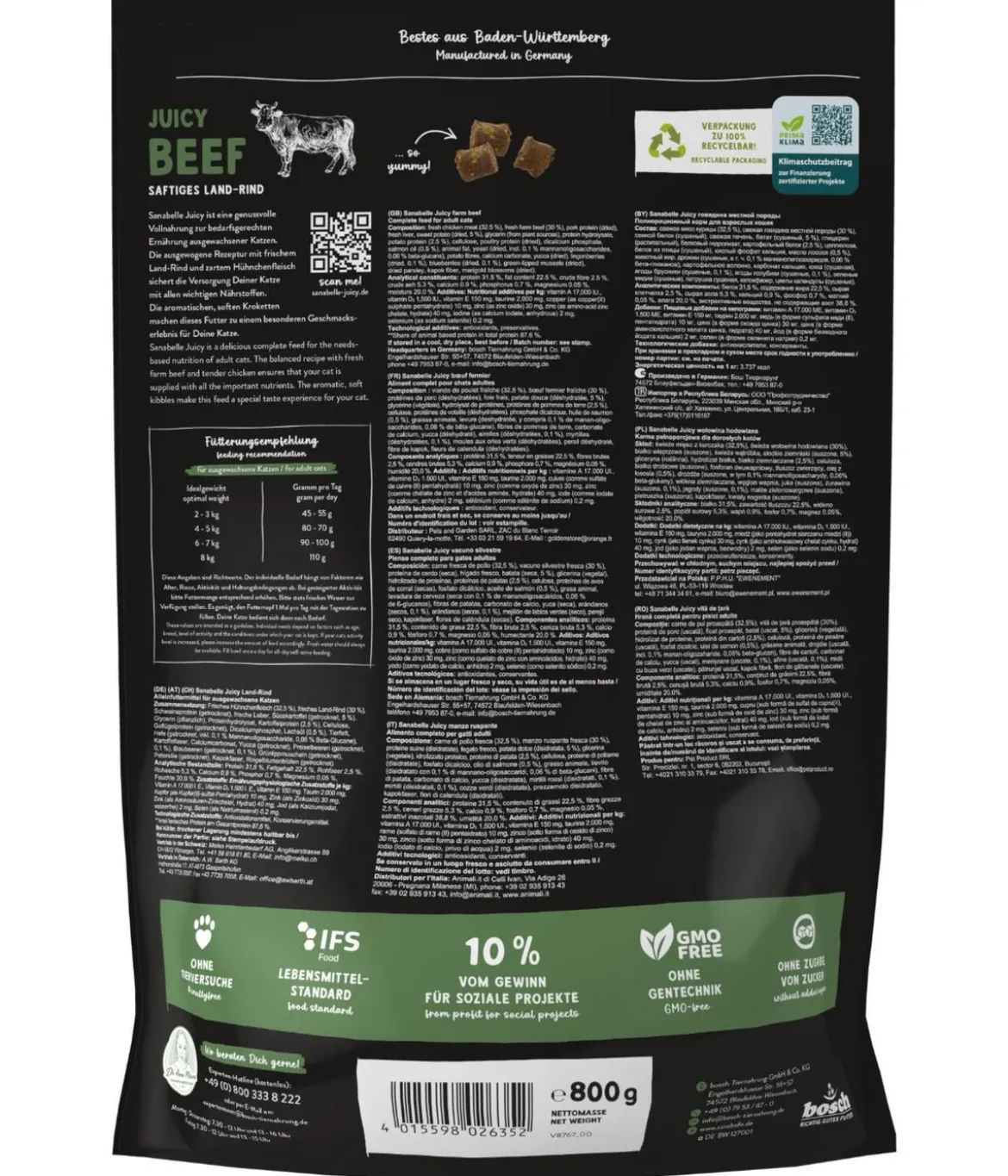 Sanabelle® Trockenfutter für Katzen Adult, Juicy Land-Rind