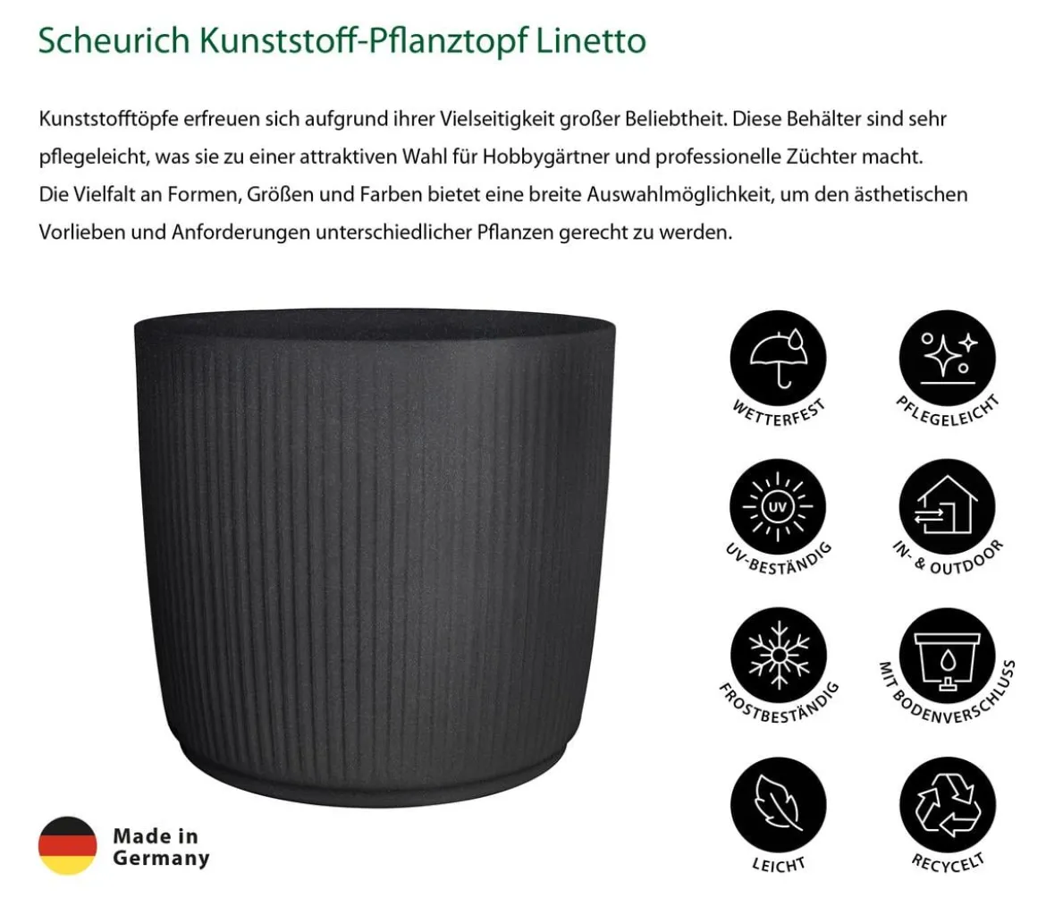Scheurich Kunststoff-Pflanztopf Linetto, rund