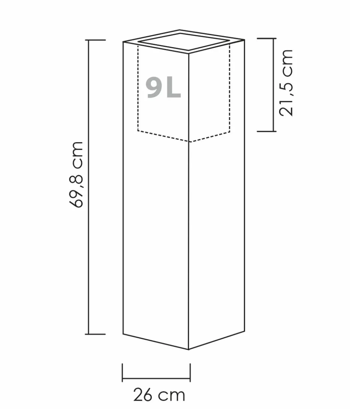 Scheurich Kunststoff-Topf C-Cube High, quadratisch, ca. B26/H70/T26 cm