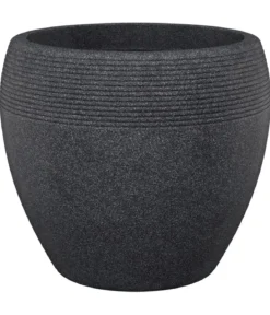 Scheurich Kunststoff-Topf Lineo, rund, schwarz-granit