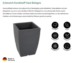 Scheurich Kunststoff-Vase Bologna, eckig, anthrazit