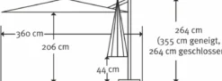Schneider Ampelschirm Rhodos Twist Woody, Anthrazit, quadratisch, ca. B300/T300 cm