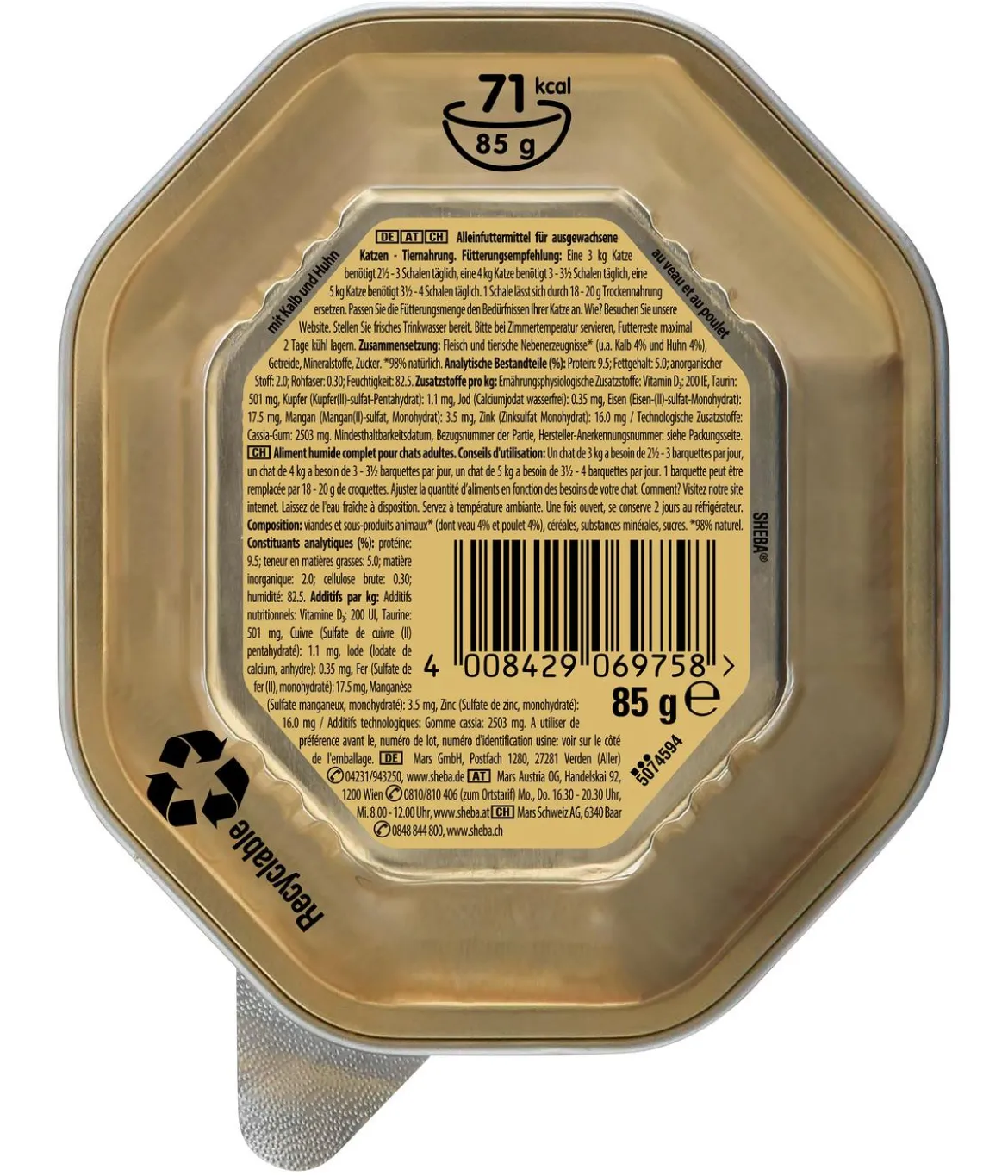 Sheba® Nassfutter für Katzen Classics in Pastete, 22 x 85 g