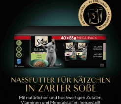 Sheba® Nassfutter für Katzen in Sauce Multipack Kitten, Feine Vielfalt, 40 x 85 g