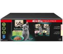 Sheba® Nassfutter für Katzen in Sauce Multipack Kitten, Feine Vielfalt, 40 x 85 g