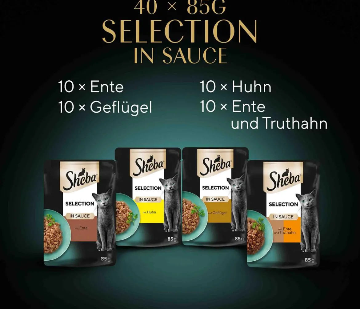 Sheba® Nassfutter für Katzen Selection Mini Filets in Sauce Multipack Adult, Geflügel Variation, 40 x 85 g