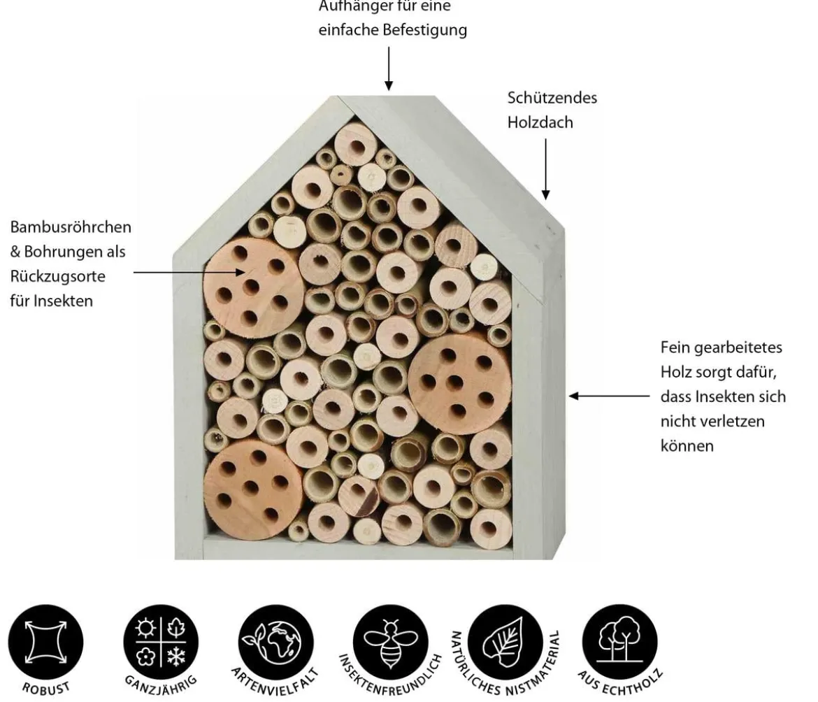 Siena Garden Insektenhotel Solin, grau/braun, ca. B37,5/H36/T29