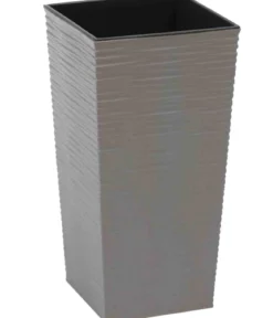 Siena Garden Kunststoff-Topf ECO Nizza, konisch, grau, ca. B25/H46,5/T25 cm, 2er-Set