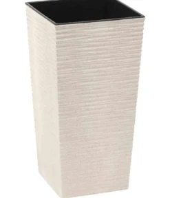 Siena Garden Kunststoff-Topf-Set ECO Nizza, konisch, weiß, ca. B25/H46,5/T25 & B30/H57/T30 cm, 2-teilig