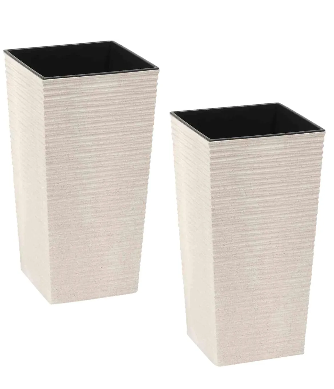 Siena Garden Kunststoff-Topf ECO Nizza, konisch, weiß, ca. B25/H46,5/T25 cm, 2er-Set