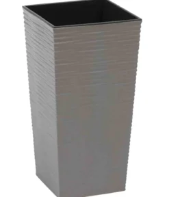 Siena Garden Kunststoff-Topf-Set ECO Nizza, konisch, grau, ca. B25/H46,5/T25 & B30/H57/T30 cm, 2-teilig