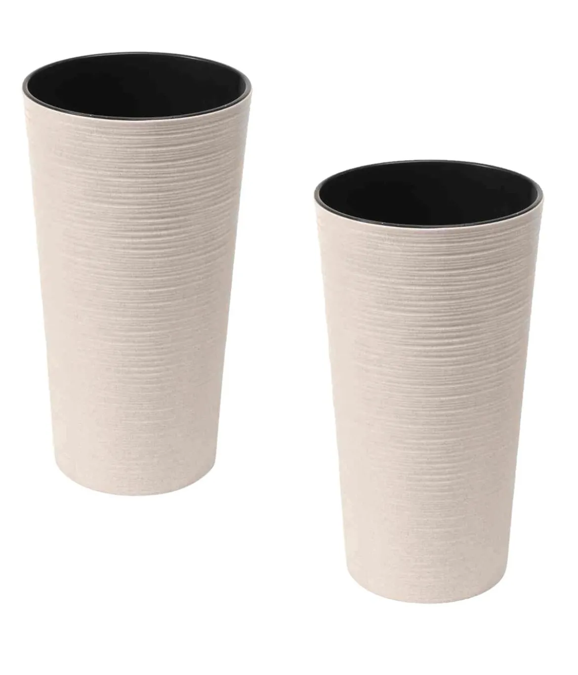 Siena Garden Kunststoff-Topf ECO Locon, konisch, weiß, ca. Ø25/H46,5 cm, 2er-Set