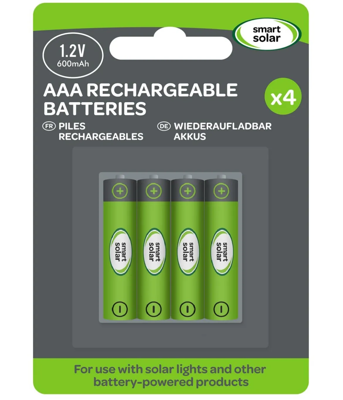 Smart Solar Akkubatterien AAA 600mAh, 4 Stk.