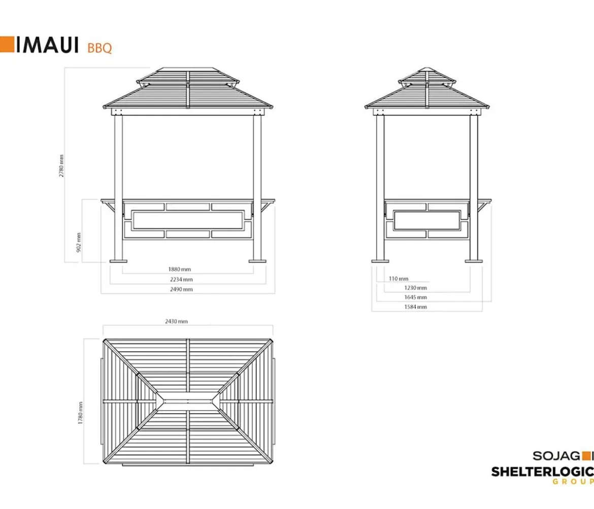 Sojag Pavillon BBQ Maui, ca. B243/H278/T178 cm