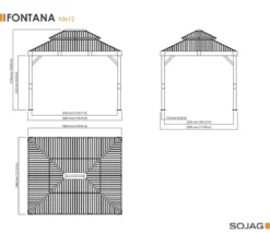 Sojag Pavillon Fontana 10x12, inkl. Moskitonetz, ca. B363/H310/T298 cm
