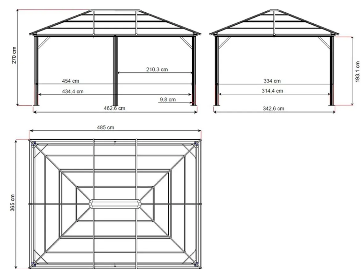 Sojag Pavillon Meridien 12x16, ca. B485/H270/T365 cm