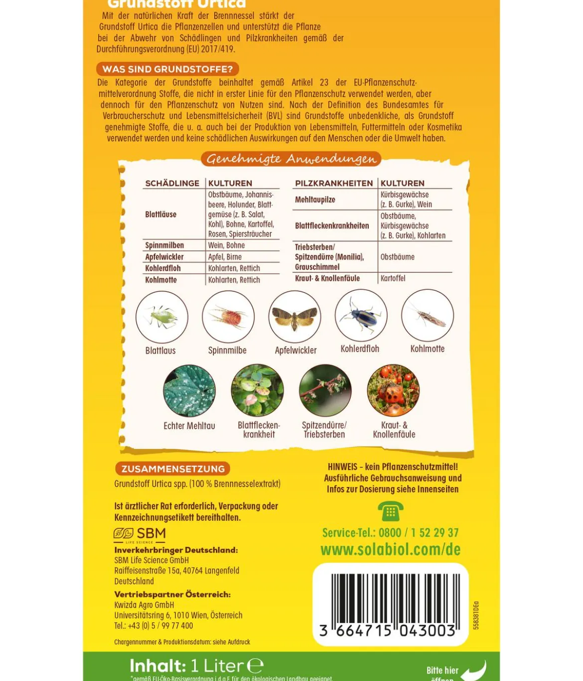 Solabiol® Grundstoff Urtica Pflanzenstärkungsmittel, flüssig, 1 l