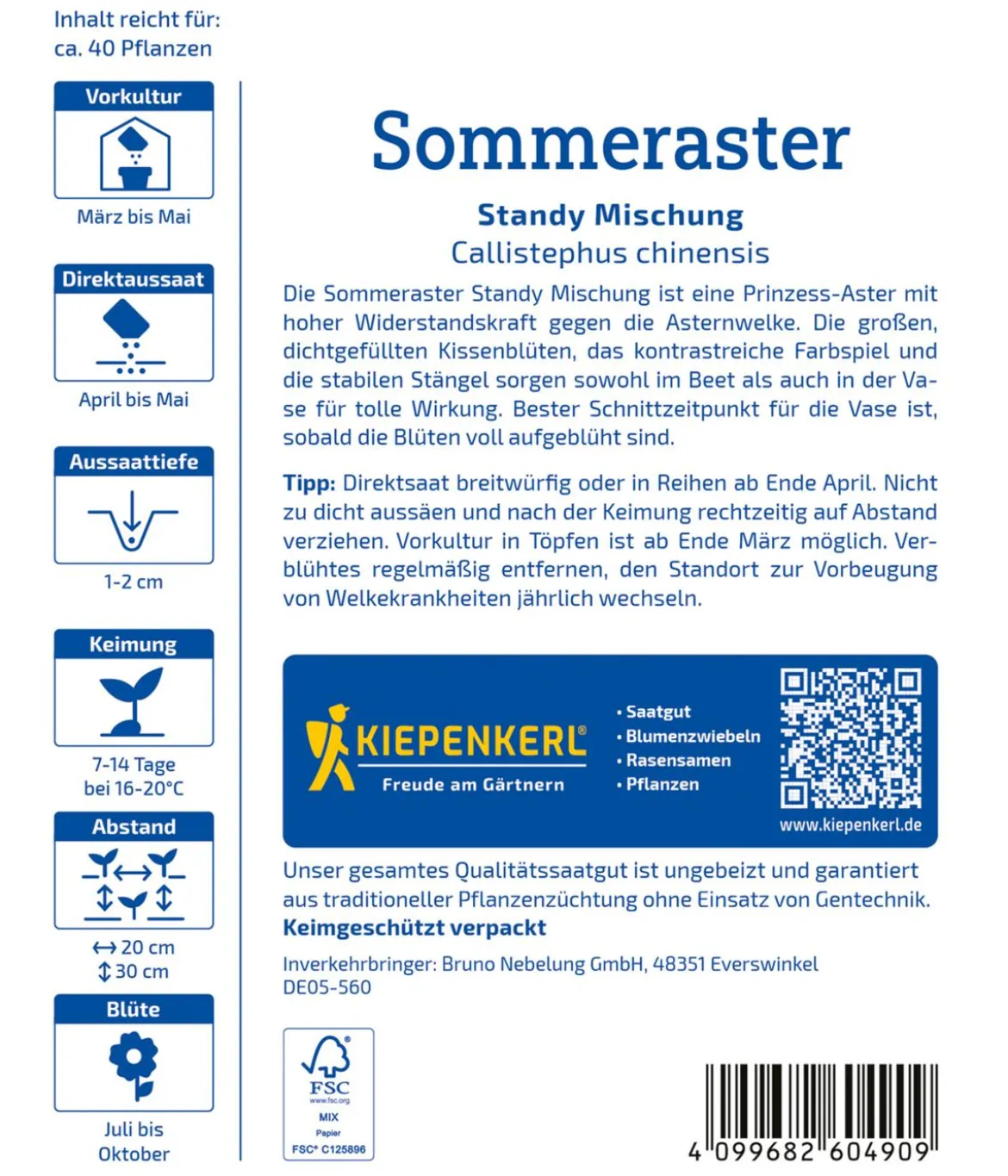 Sommeraster Standy Mix, Saatgut von Kiepenkerl