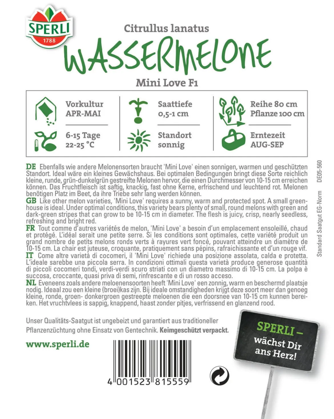 SPERLI Samen Wassermelone 'Mini Love'