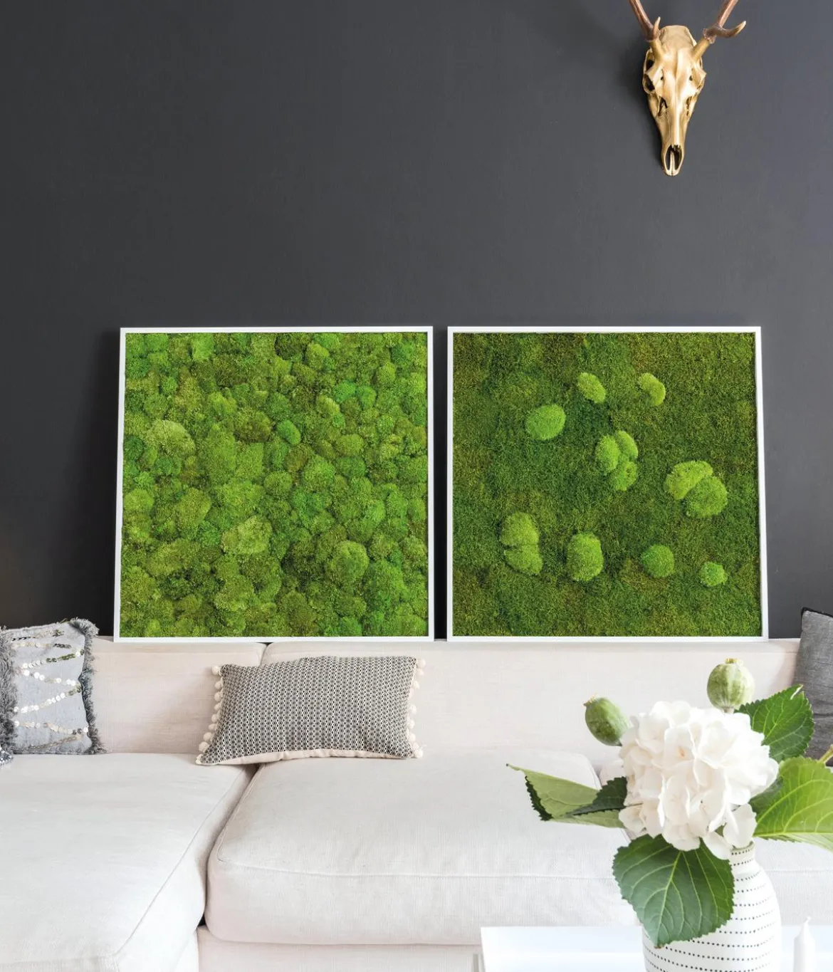 styleGREEN Bild aus Wald- und Kugelmoos, quadratisch, ca. B80/H80/T7 cm