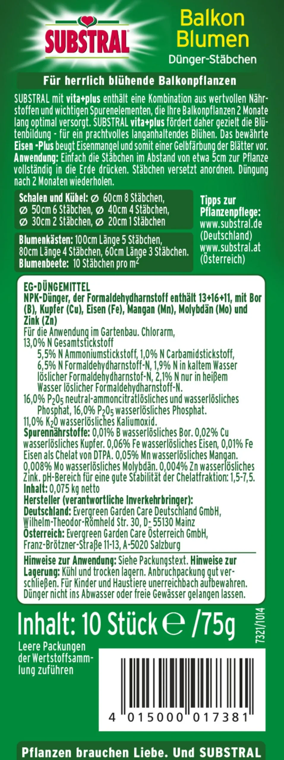 Substral® Dünger-Stäbchen für Balkonblumen, 10 Stk.