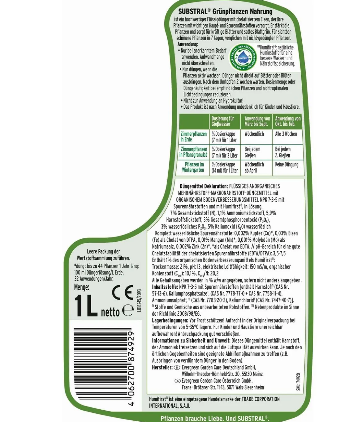Substral® Grünpflanzen-Nahrung, flüssig, 1 l