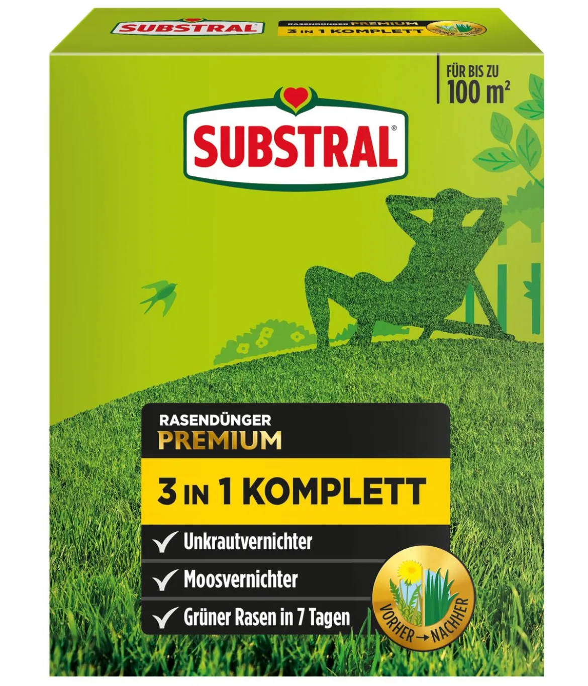 Substral® 3 in 1 Komplett-Rasendünger gegen Unkraut & Moos, 3,6 kg