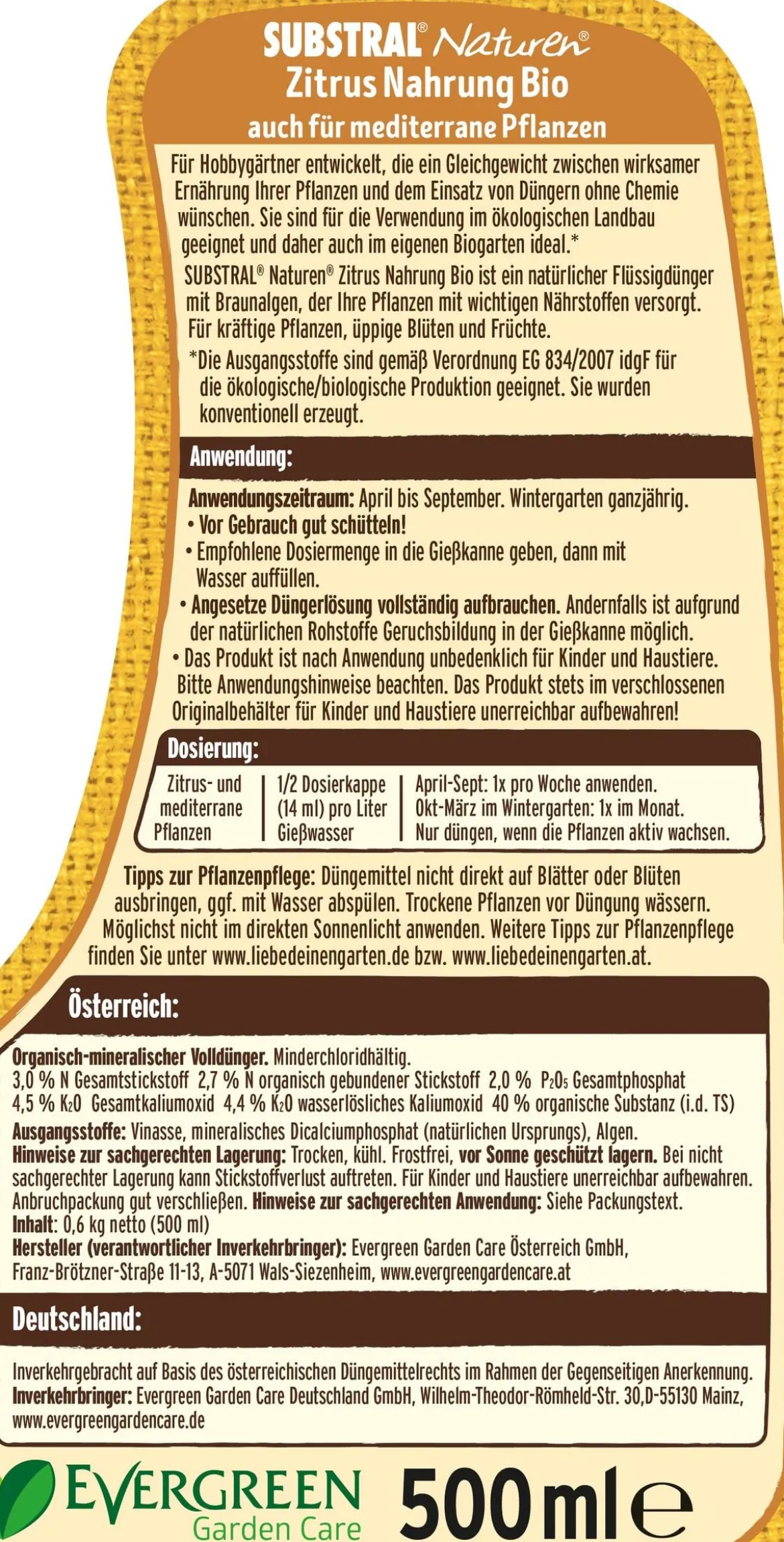Substral® Naturen® Zitrus Nahrung, flüssig, 500 ml