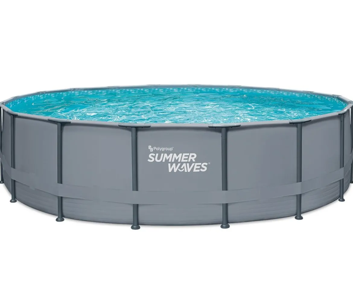 Summer Waves Frame Pool, anthrazit, rund