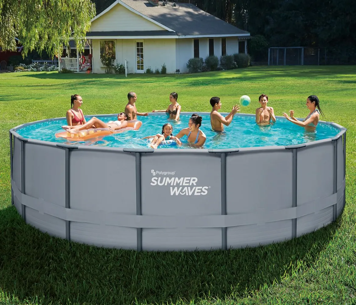 Summer Waves Frame Pool, anthrazit, rund