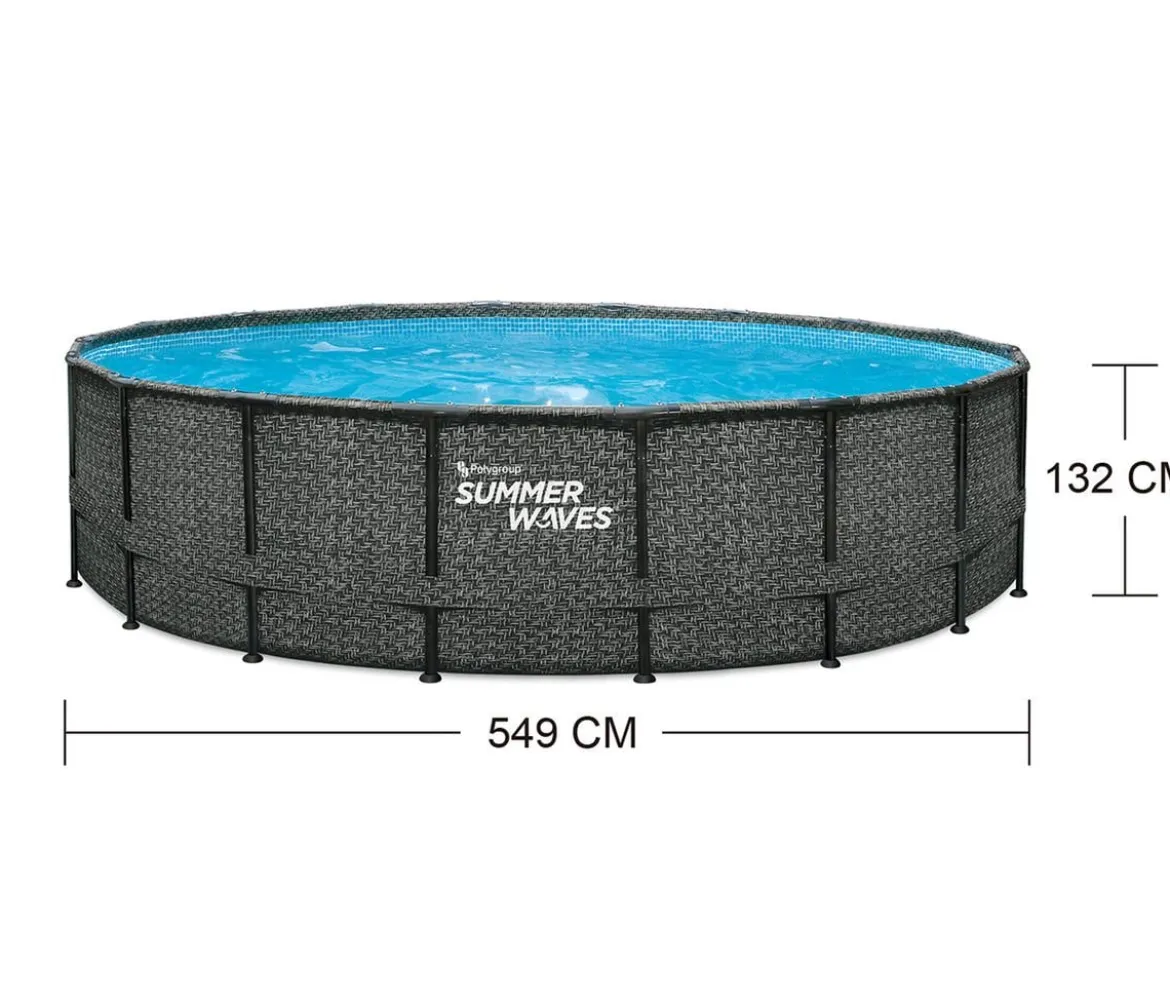 Summer Waves Frame Pool Rattan, grau