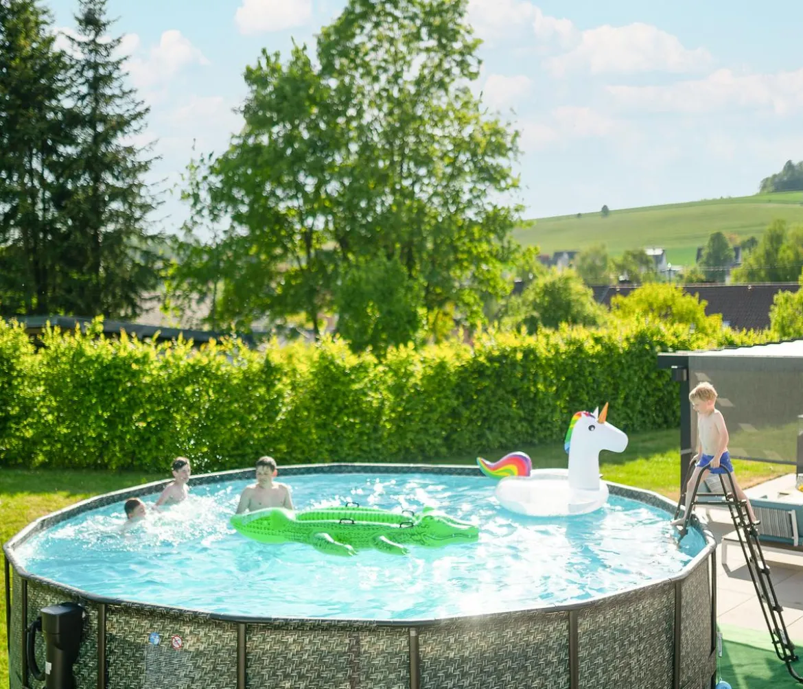 Summer Waves Frame Pool Rattan, grau