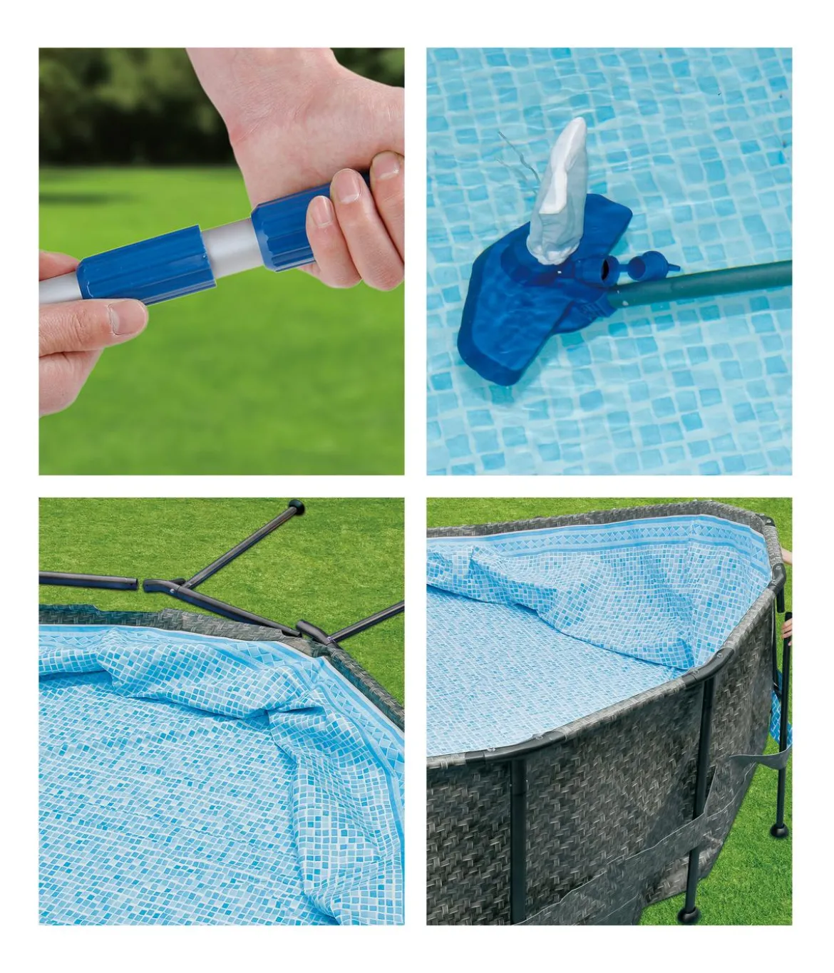 Summer Waves Frame Pool Rattan, grau