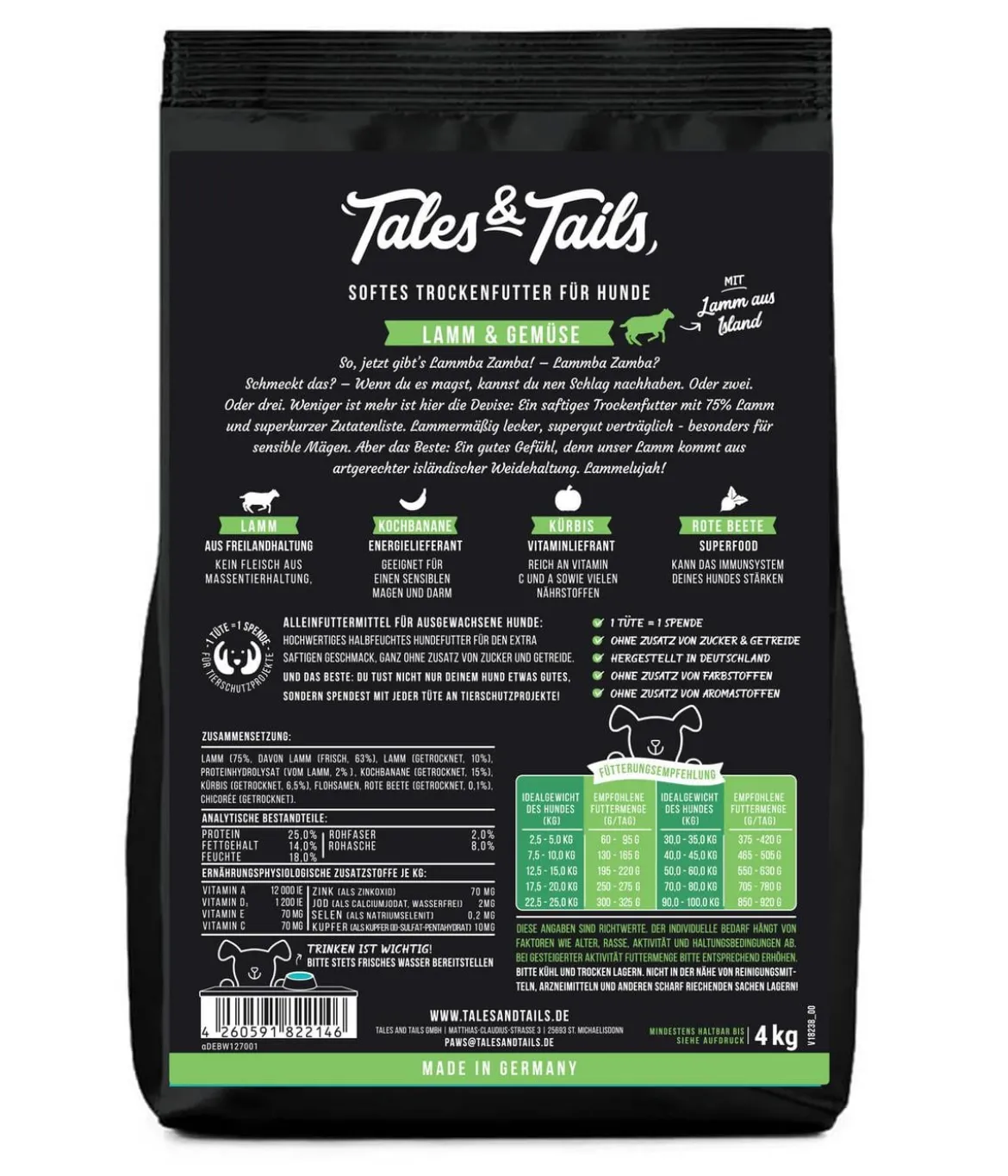 Tales & Tails Soft-Trockenfutter für Hunde LammBa Zamba