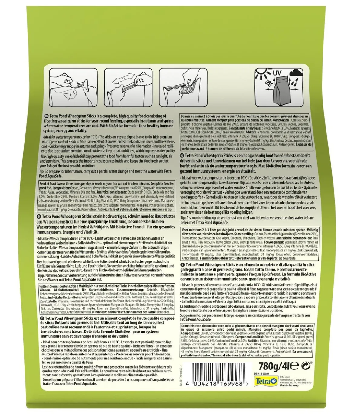 Tetra Pond Wheatgerm Sticks, Fischfutter