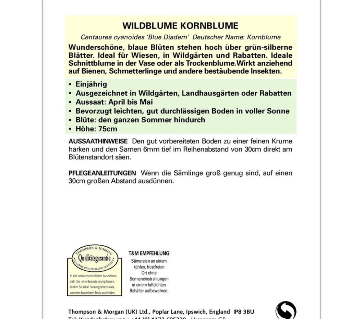Thompson & Morgan Samen Wildblume 'Blue Diadem'