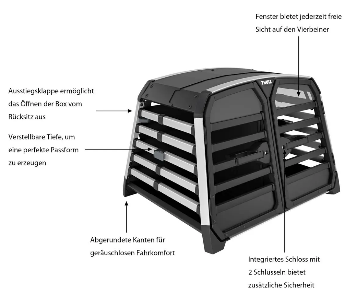 THULE® Allax Double M Compact Hundetransportbox, ca. B93/H65/T82-90 cm