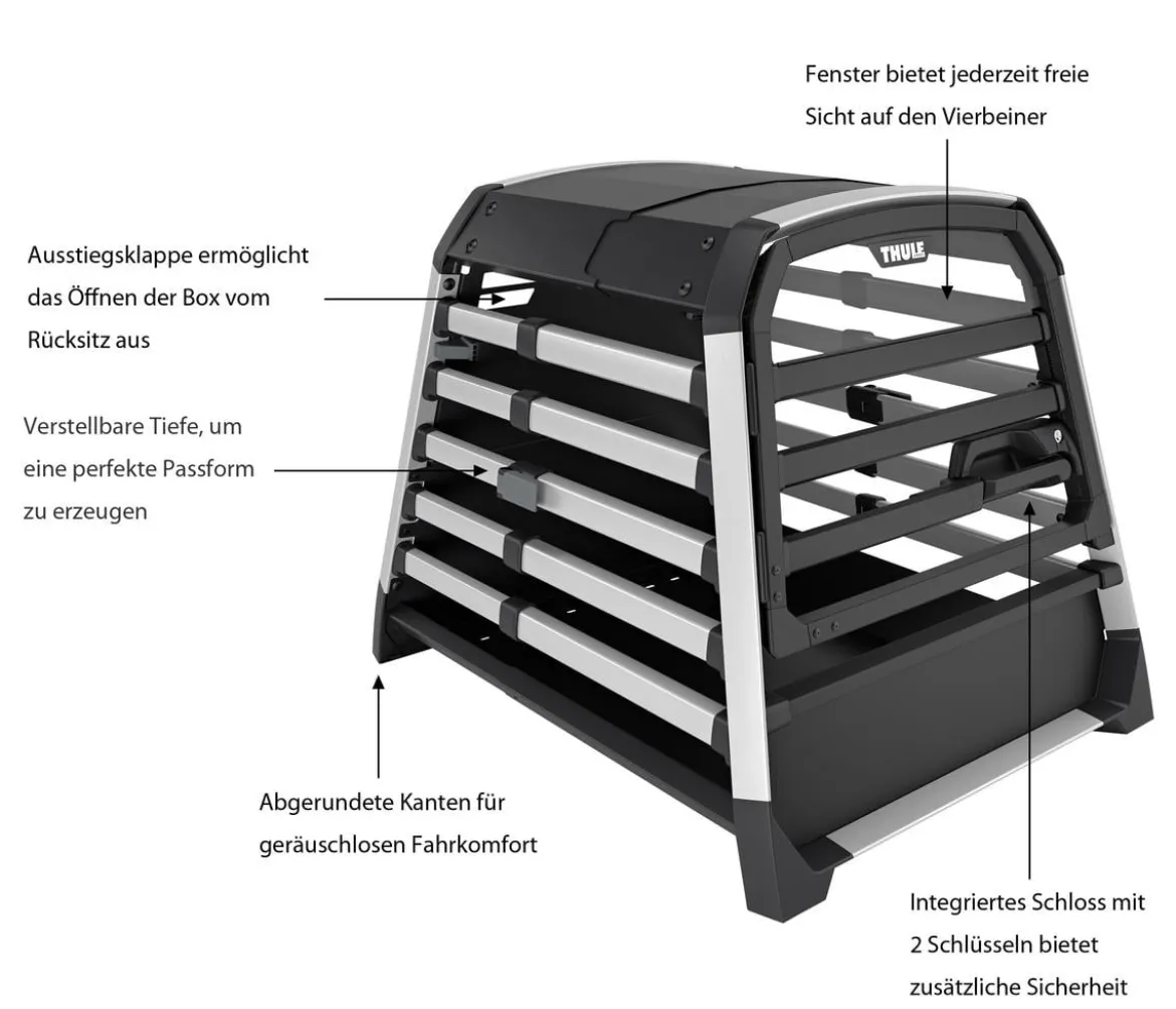 THULE® Allax threshold compatible M Hundetransportbox für Fahrzeuge mit Ladekante, ca. B65/H65/T82-90 cm