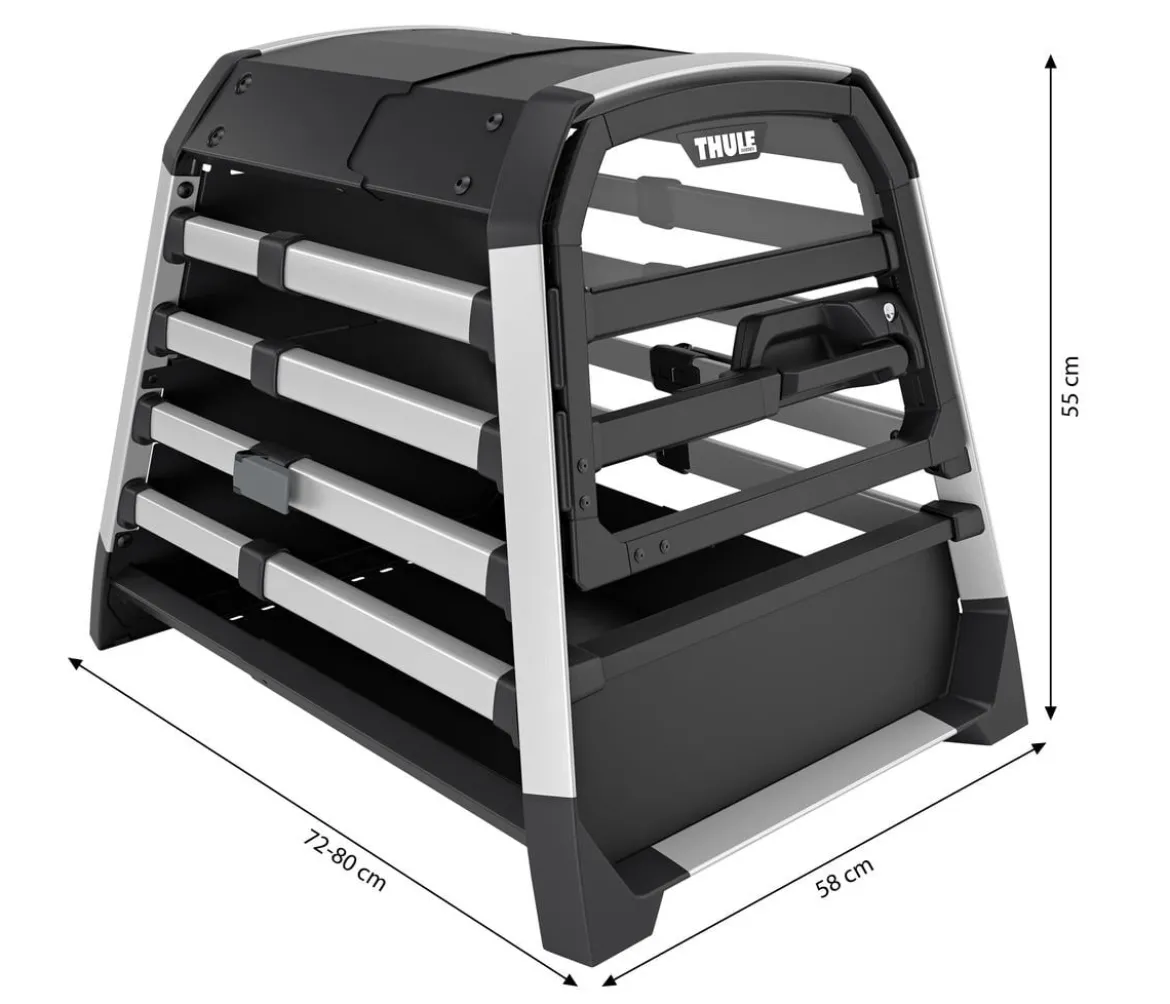 THULE® Allax threshold compatible S Hundetransportbox für Fahrzeuge mit Ladekante, ca. B58/H55/T72-80 cm