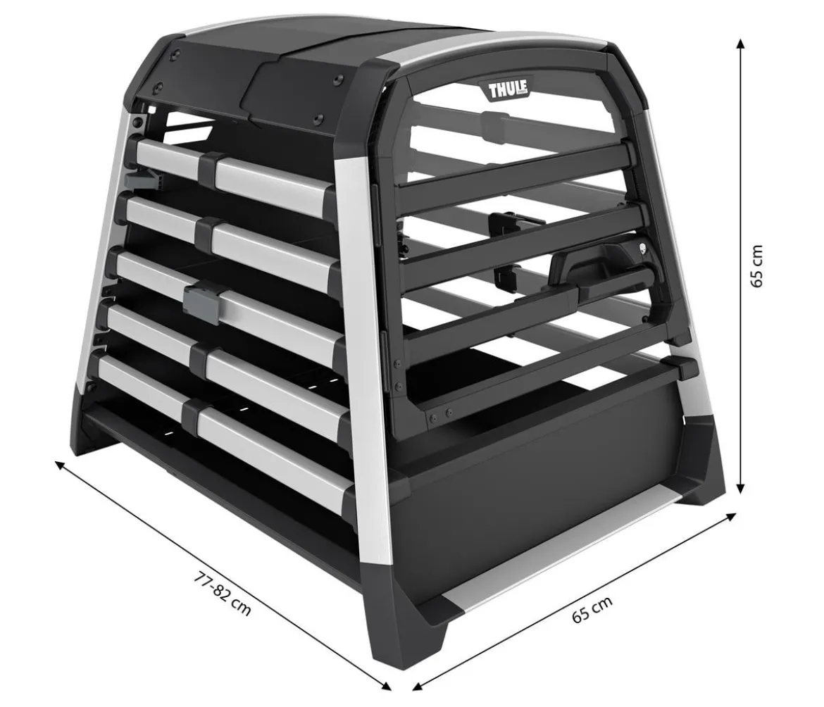 THULE® Allax threshold compatible M Compact Hundetransportbox für Fahrzeuge mit Ladekante, ca. B65/H65/T77-82 cm