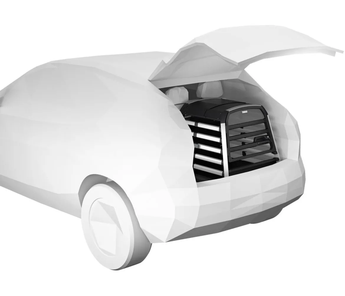 THULE® Allax threshold compatible L Compact Hundetransportbox für Fahrzeuge mit Ladekante, ca. B69/H70/T87-93 cm
