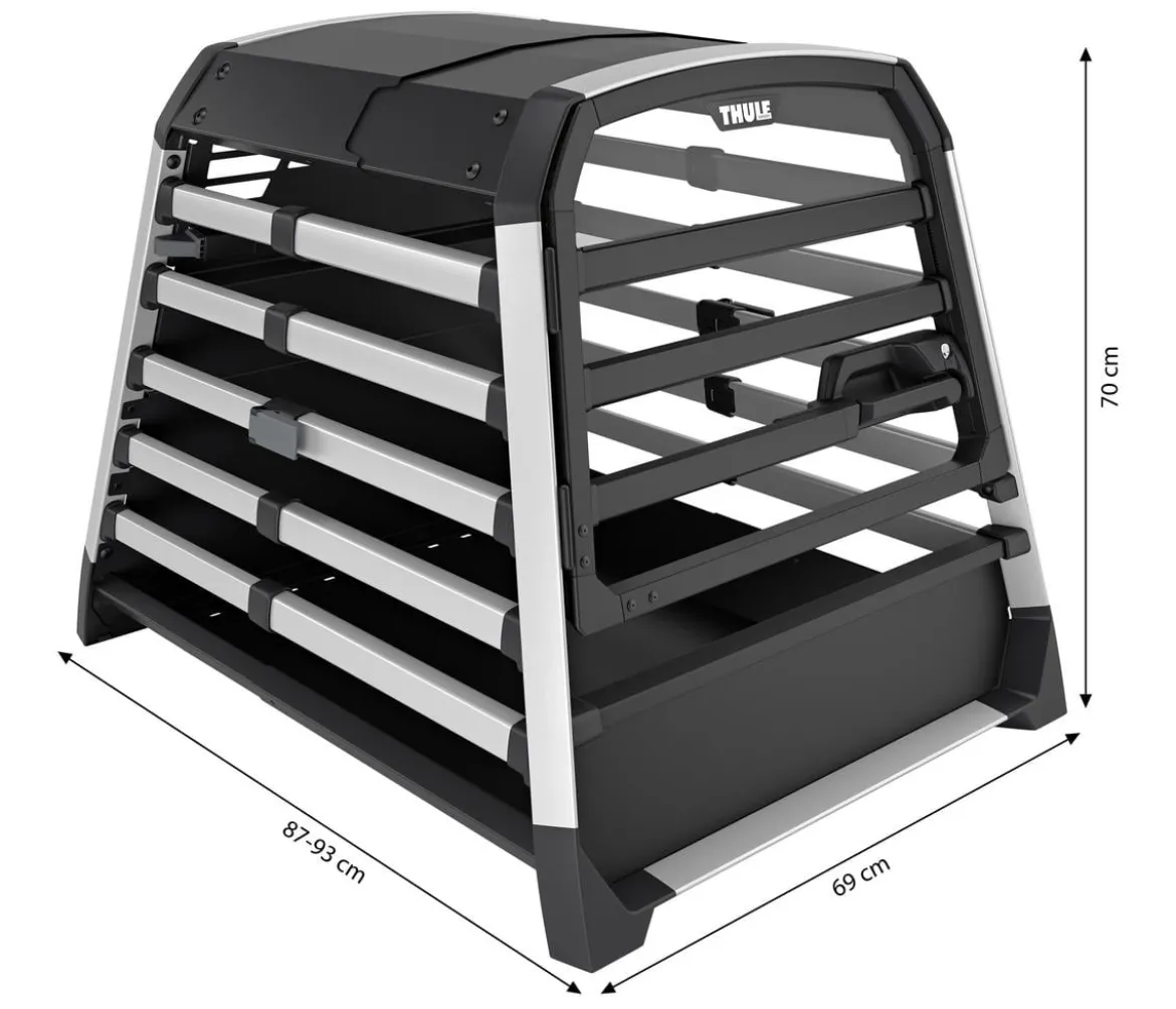 THULE® Allax threshold compatible L Compact Hundetransportbox für Fahrzeuge mit Ladekante, ca. B69/H70/T87-93 cm