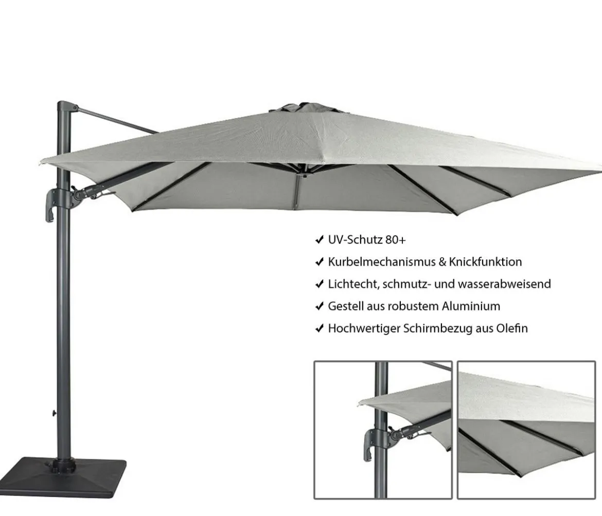 Tierra Outdoor Ampelschirm Duraflex, quadratisch, ca. B300/T300 cm