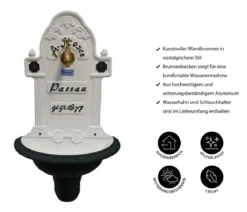 Tomco Aluminium-Wandbrunnen und Schlauchhalter Schönbrunn Set, 2-teilig