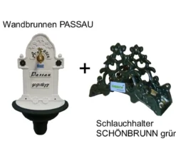 Tomco Aluminium-Wandbrunnen und Schlauchhalter Schönbrunn Set, 2-teilig