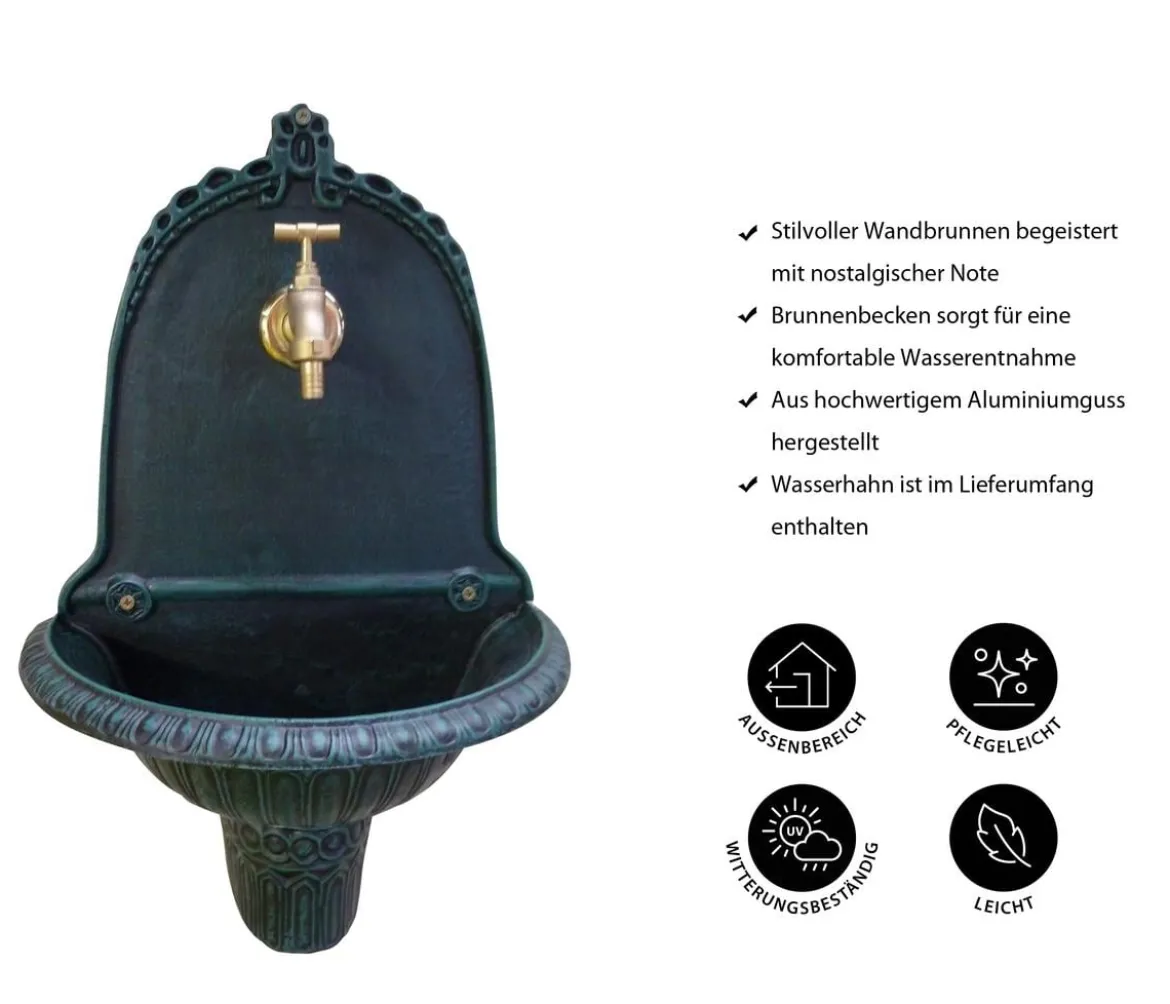 Tomco Aluminium-Wandbrunnen Easy, ca. H61 cm