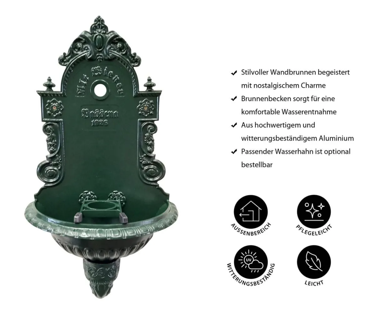 Tomco Aluminium-Wandbrunnen Wiener Bassena, ohne Hahn, ca. 87 cm