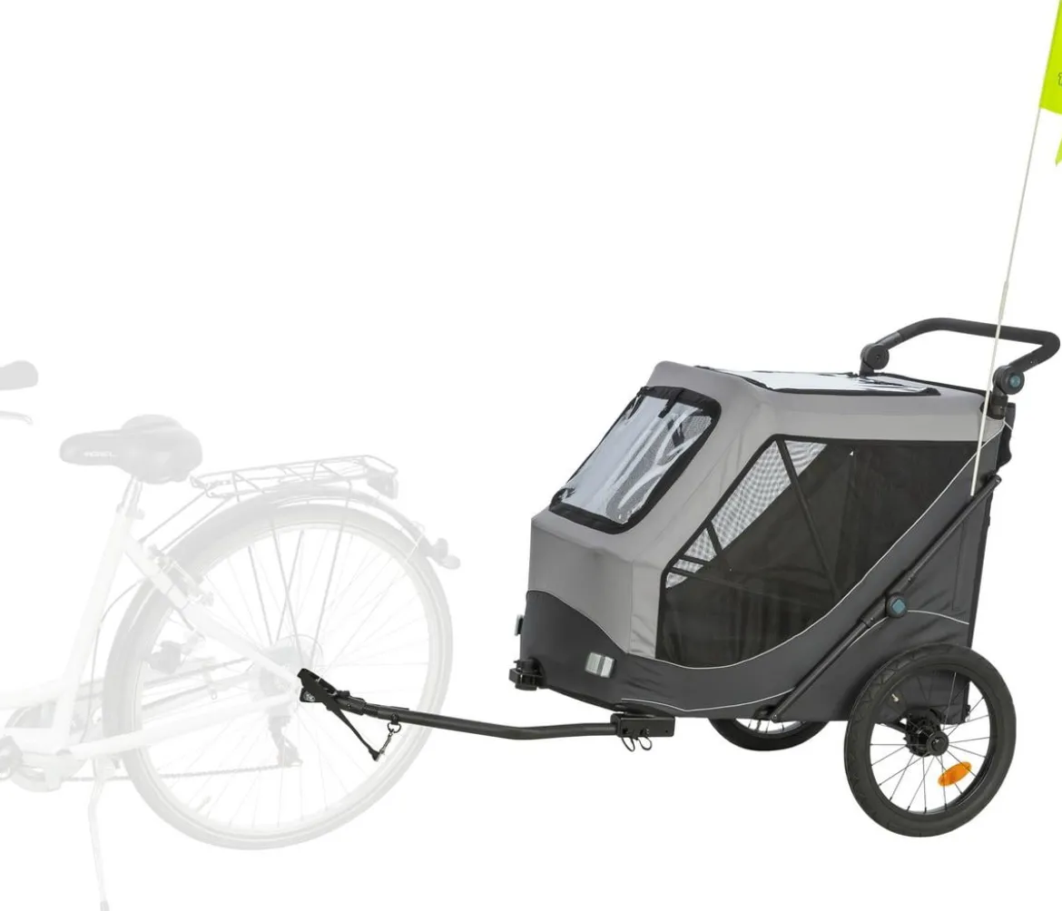 Trixie Fahrradanhänger für den Hund mit Schnell-Falt-Funktion, grau