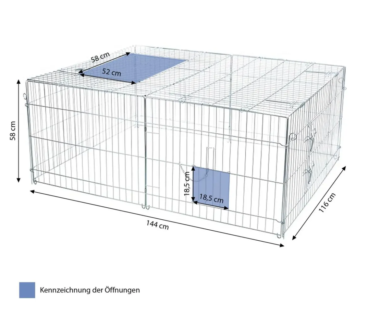 Trixie Freilaufgehege mit Abdeckung, ca. B144/H58/T116 cm